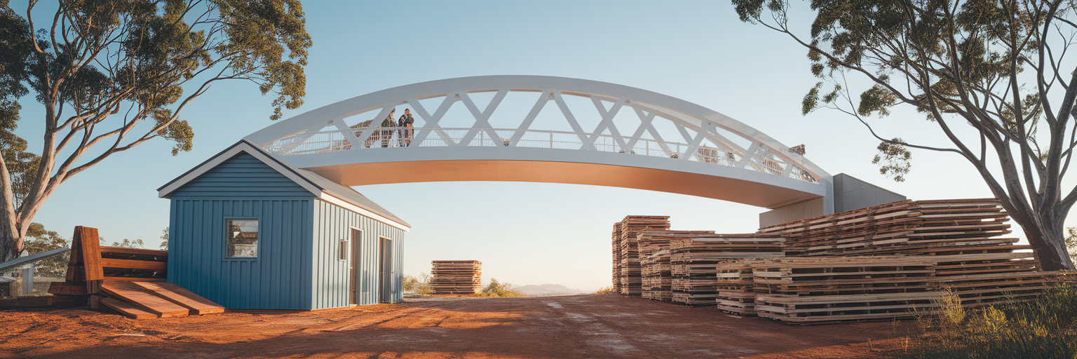Modern bridge connecting workshop to materials.