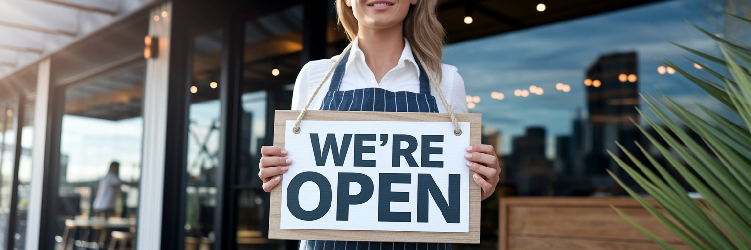 Aussie entrepreneur outside her new cafe