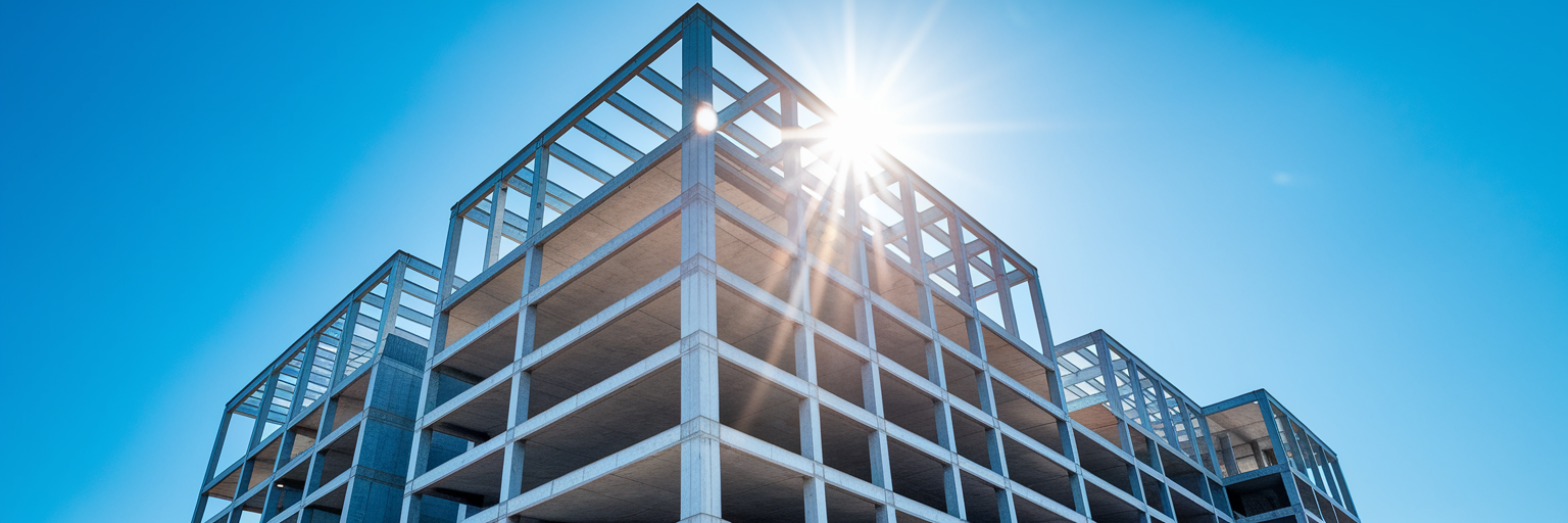 Modern apartment building under construction.
