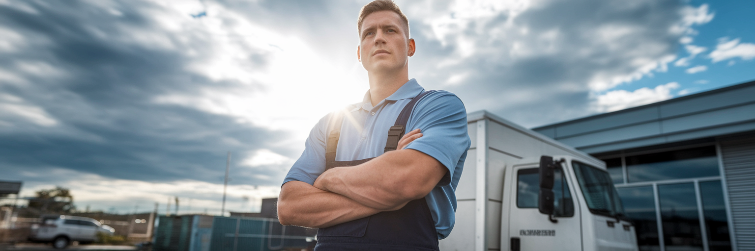 Australian business owner standing confidently outdoors.