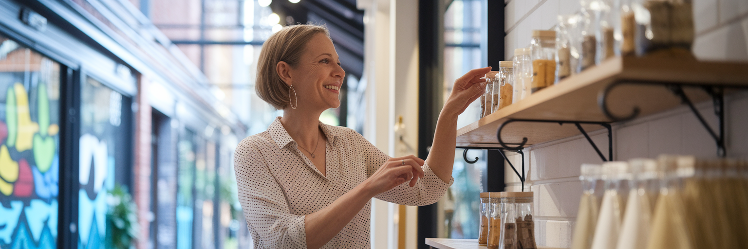 Female business owner in Melbourne shop.