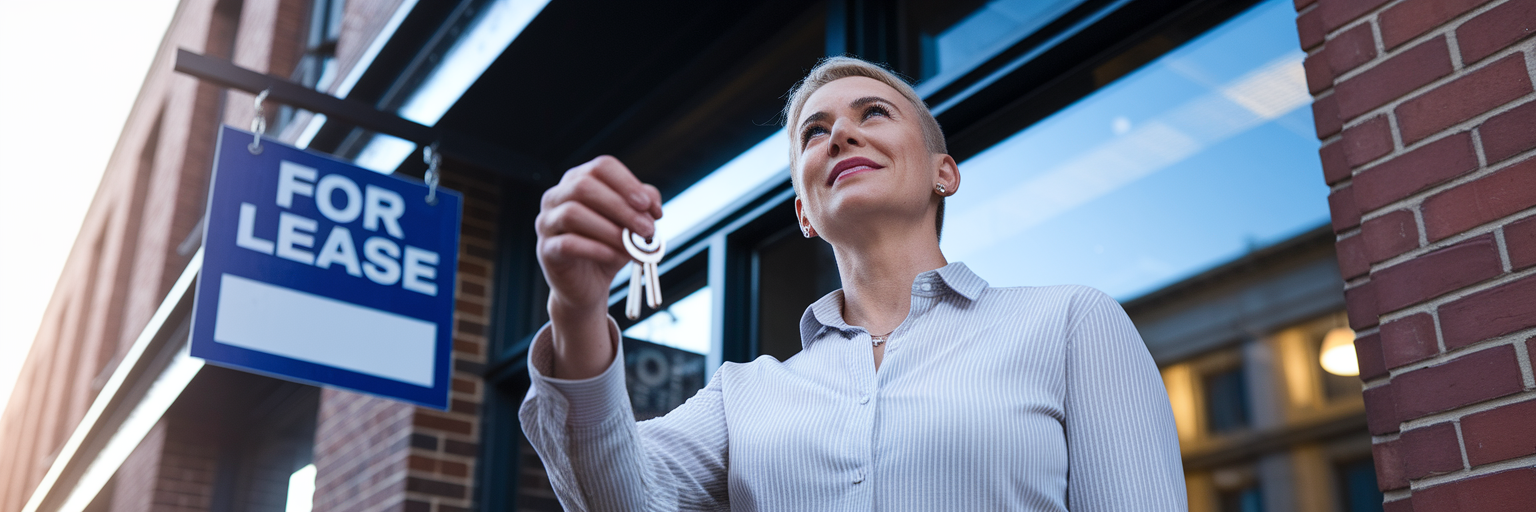 Business owner with keys to new commercial property.