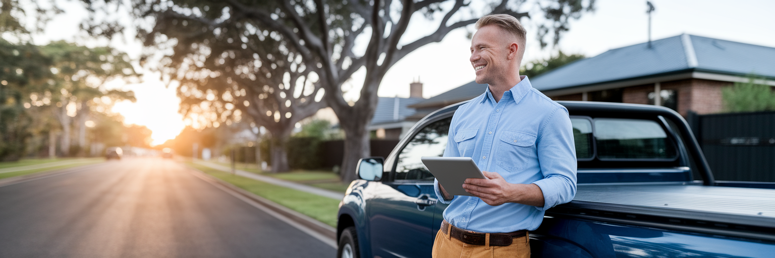 Aussie tradie planning his day.