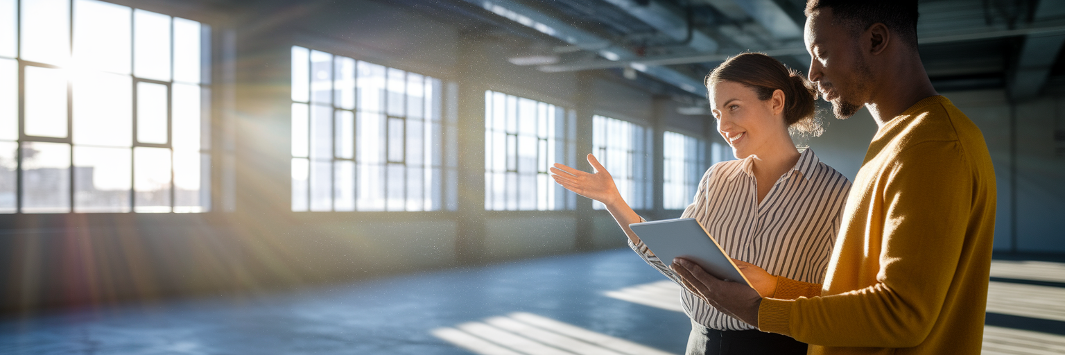 Entrepreneurs planning in empty Sydney office.